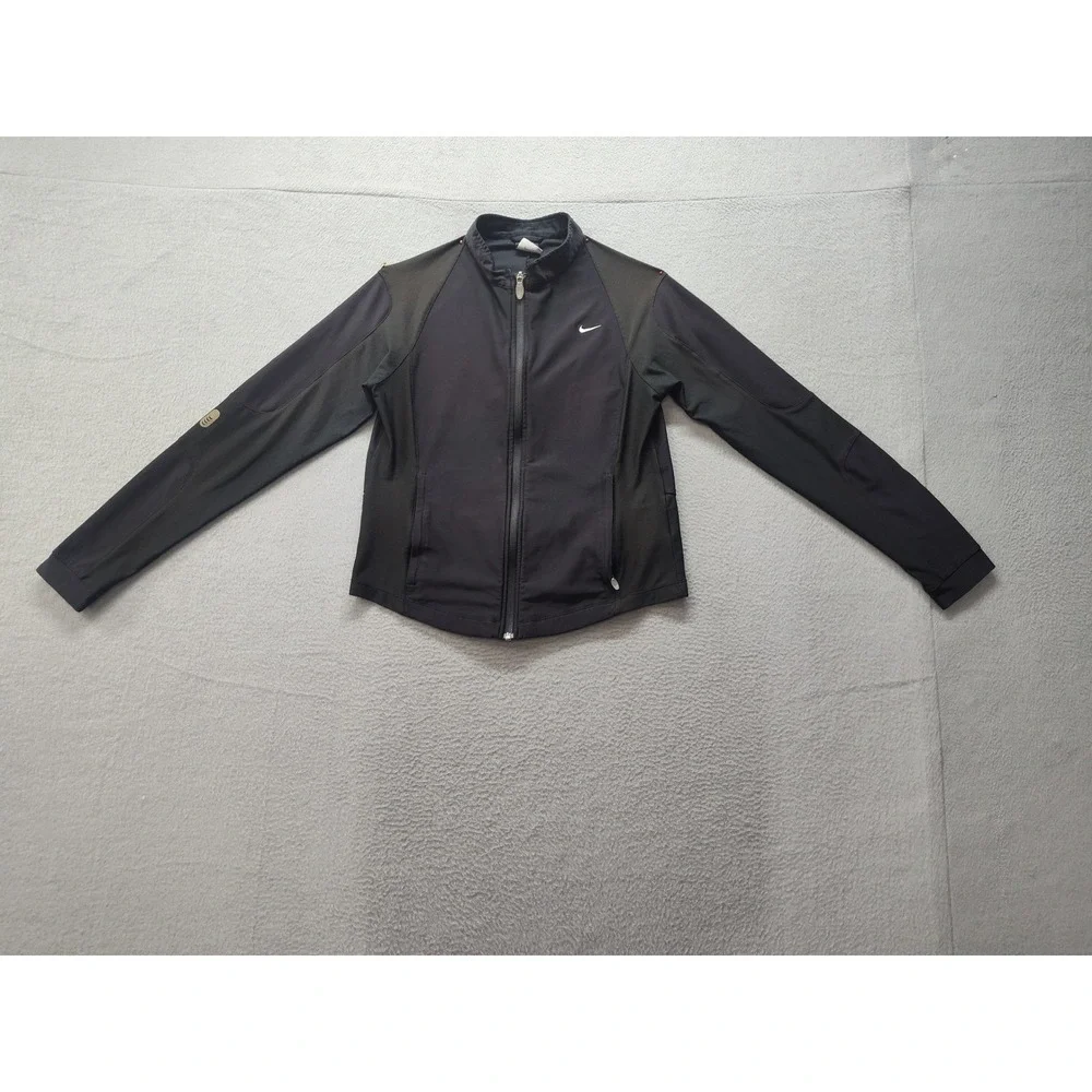 Nike Dri-FIT Womens Full Zip Running Jacket Black Mesh Pockets Size M